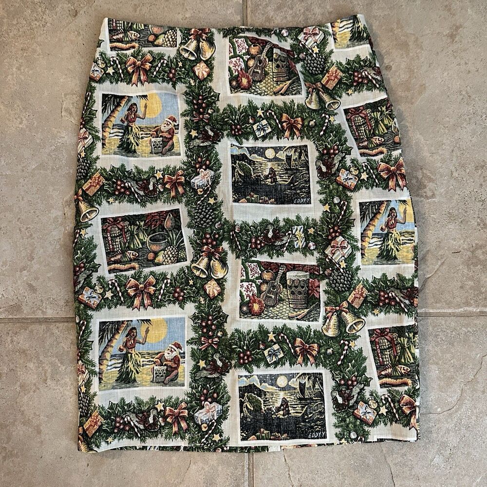 Reyn Spooner Womens Skirt 2015 Mele Kalikimaka Hawaiian Christmas Eddy Y Size XS